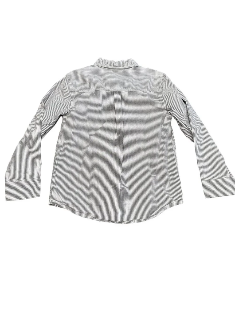 Gymboree Button Down Shirt Boys S (5-6) White Gray Stripe Slim Fit Long Sleeve